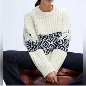 H&M fair isle sweater with fringe